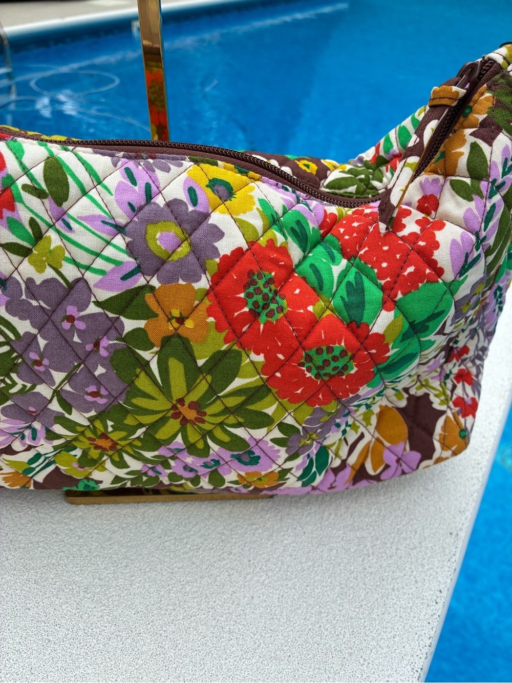 Vera Bradley Colorful Floral Quilted Shoulder Bag with Purple Horse Charm - Picture 5 of 10